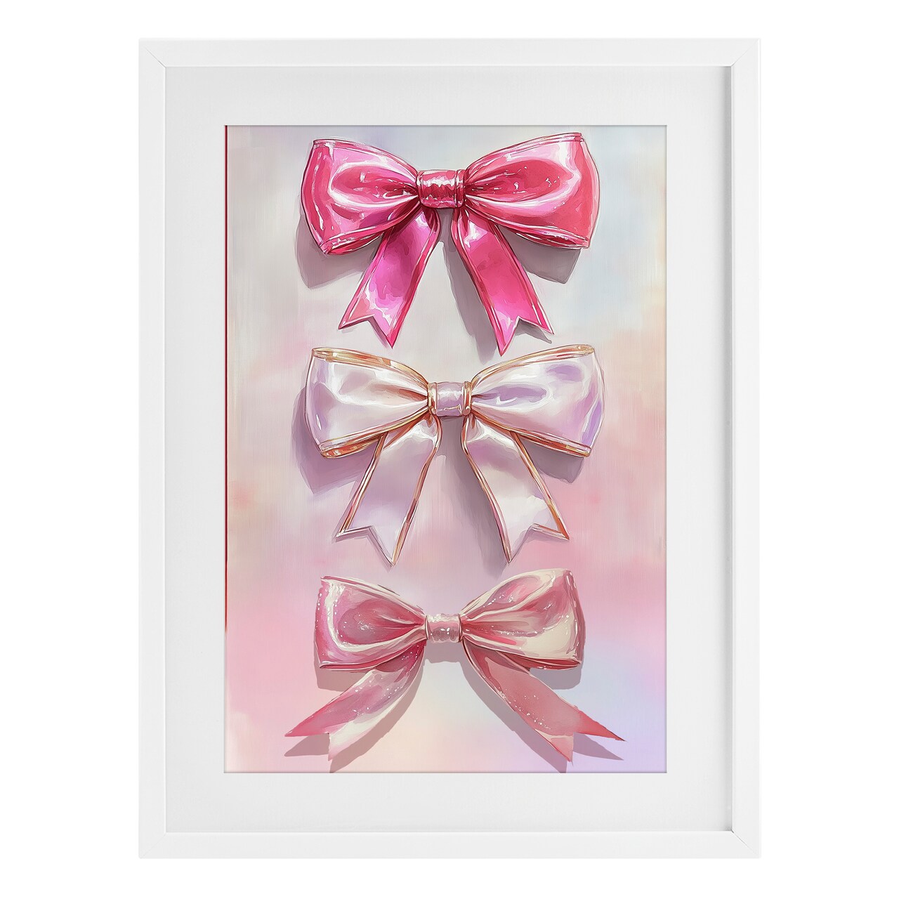 Stupell Industries Blush And Satin Bows Framed Print Under Glass, design by Annabelle Hall